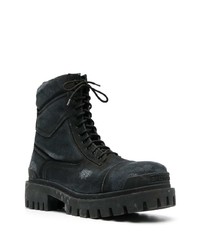 schwarze Wildlederarbeitsstiefel von Balenciaga