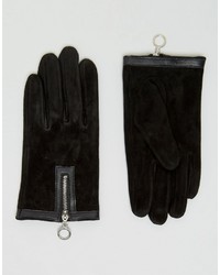 schwarze Wildlederhandschuhe von Asos