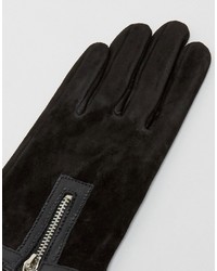 schwarze Wildlederhandschuhe von Asos