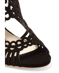 schwarze Wildledersandalen mit Ausschnitten von Sophia Webster