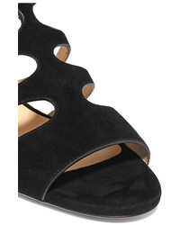 schwarze Wildledersandalen mit Ausschnitten von Jimmy Choo