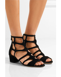 schwarze Wildledersandalen mit Ausschnitten von Jimmy Choo