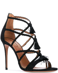 schwarze Wildledersandalen von Aquazzura