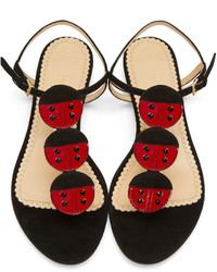 schwarze Wildledersandalen von Charlotte Olympia