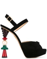 schwarze Wildledersandalen von Charlotte Olympia