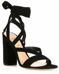 schwarze Wildledersandalen von Gianvito Rossi