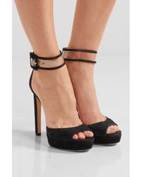 schwarze Wildledersandalen von Jimmy Choo