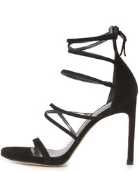 schwarze Wildledersandalen von Stuart Weitzman