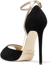 schwarze Wildledersandalen von Jimmy Choo