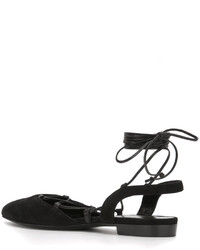 schwarze Wildledersandalen von Saint Laurent