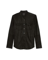 schwarze Shirtjacke aus Wildleder