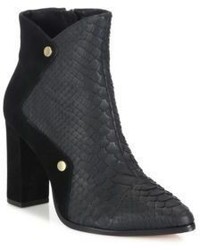 schwarze Wildlederstiefel mit Schlangenmuster