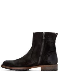 schwarze Wildlederstiefel von Belstaff