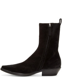 schwarze Wildlederstiefel von Haider Ackermann