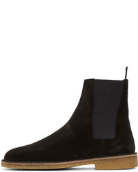 schwarze Wildlederstiefel von Saint Laurent