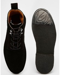 schwarze Wildlederstiefel von Paul Smith