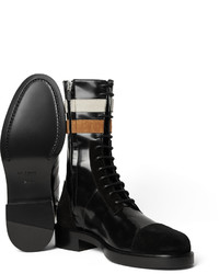 schwarze Wildlederstiefel von Raf Simons