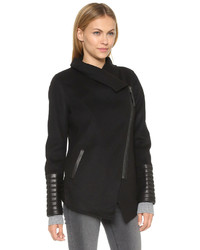 schwarze Wollbikerjacke von Mackage