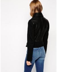 schwarze Wollbikerjacke von Asos