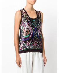 schwarze Wollbluse mit Paisley-Muster von Roberto Cavalli