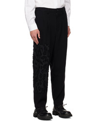 schwarze Wollchinohose mit Leopardenmuster von Yohji Yamamoto