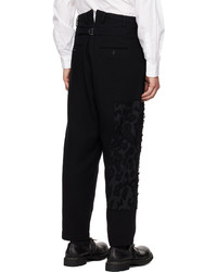 schwarze Wollchinohose mit Leopardenmuster von Yohji Yamamoto