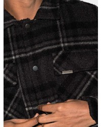 schwarze Wollshirtjacke mit Schottenmuster von Represent