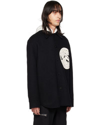 schwarze Wollshirtjacke von Jil Sander