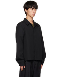 schwarze Wollshirtjacke von Jil Sander