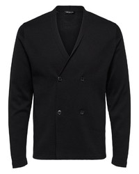 schwarze zweireihige Strickjacke von Selected Homme