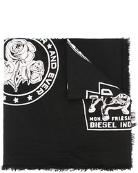 schwarzer bedruckter Baumwollschal von Diesel