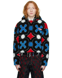 schwarzer bedruckter Fleece-Pullover mit einem Kapuze von Charles Jeffrey Loverboy