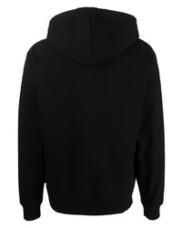 schwarzer bedruckter Fleece-Pullover mit einem Kapuze von Moschino