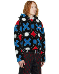 schwarzer bedruckter Fleece-Pullover mit einem Kapuze von Charles Jeffrey Loverboy