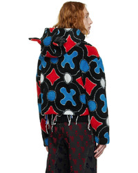 schwarzer bedruckter Fleece-Pullover mit einem Kapuze von Charles Jeffrey Loverboy