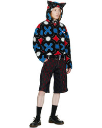 schwarzer bedruckter Fleece-Pullover mit einem Kapuze von Charles Jeffrey Loverboy