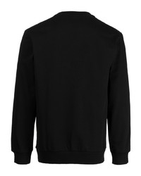 schwarzer bedruckter Fleece-Pullover mit einem Rundhalsausschnitt von Moschino