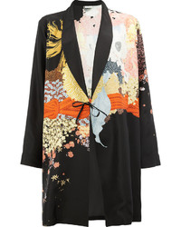 schwarzer bedruckter Kimono von Dries Van Noten