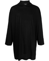 schwarzer bedruckter Kurzarmpullover mit einem Kapuze von Yohji Yamamoto