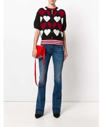 schwarzer bedruckter Kurzarmpullover von Love Moschino