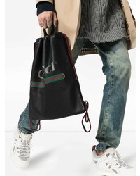 schwarzer bedruckter Leder Rucksack von Gucci