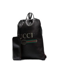 schwarzer bedruckter Leder Rucksack von Gucci