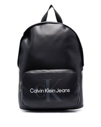 schwarzer bedruckter Leder Rucksack von Calvin Klein Jeans