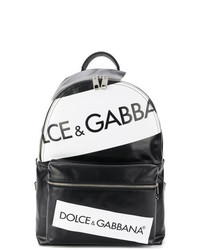 schwarzer bedruckter Leder Rucksack von Dolce & Gabbana