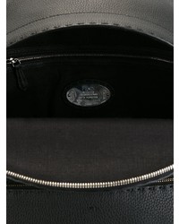 schwarzer bedruckter Leder Rucksack von Fendi