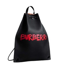 schwarzer bedruckter Leder Rucksack von Burberry