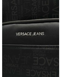 schwarzer bedruckter Leder Rucksack von Versace Jeans