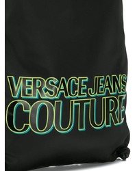 schwarzer bedruckter Leder Rucksack von VERSACE JEANS COUTURE