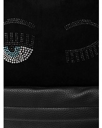 schwarzer bedruckter Leder Rucksack von Chiara Ferragni