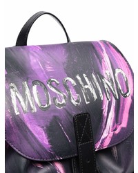 schwarzer bedruckter Leder Rucksack von Moschino